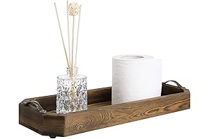 MyGift Rustic Wooden Octagonal Toilet Topper Organizer Tray