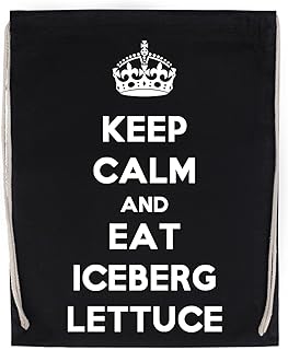 Keep Calm And Eat Iceberg Lettuce Borsa Sportiva con Coulisse Nero Drawstring Sport Bag