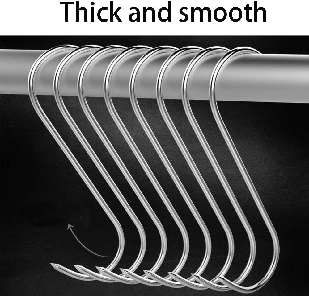 Stainless Steel Meat Hooks, 20Pcs, S-Shaped, Wall Mount, Heavy Duty, 15CM, for Kitchen, Smoking, Drying, Storage