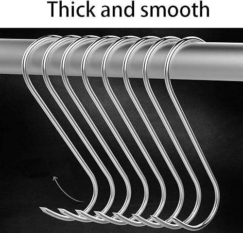 Miniatura 3 de Ganchos de carne de acero inoxidable, 20 unidades, en forma de S, montaje en pared, resistentes, 5.9 in, para cocina, fumar, secar, almacenamiento