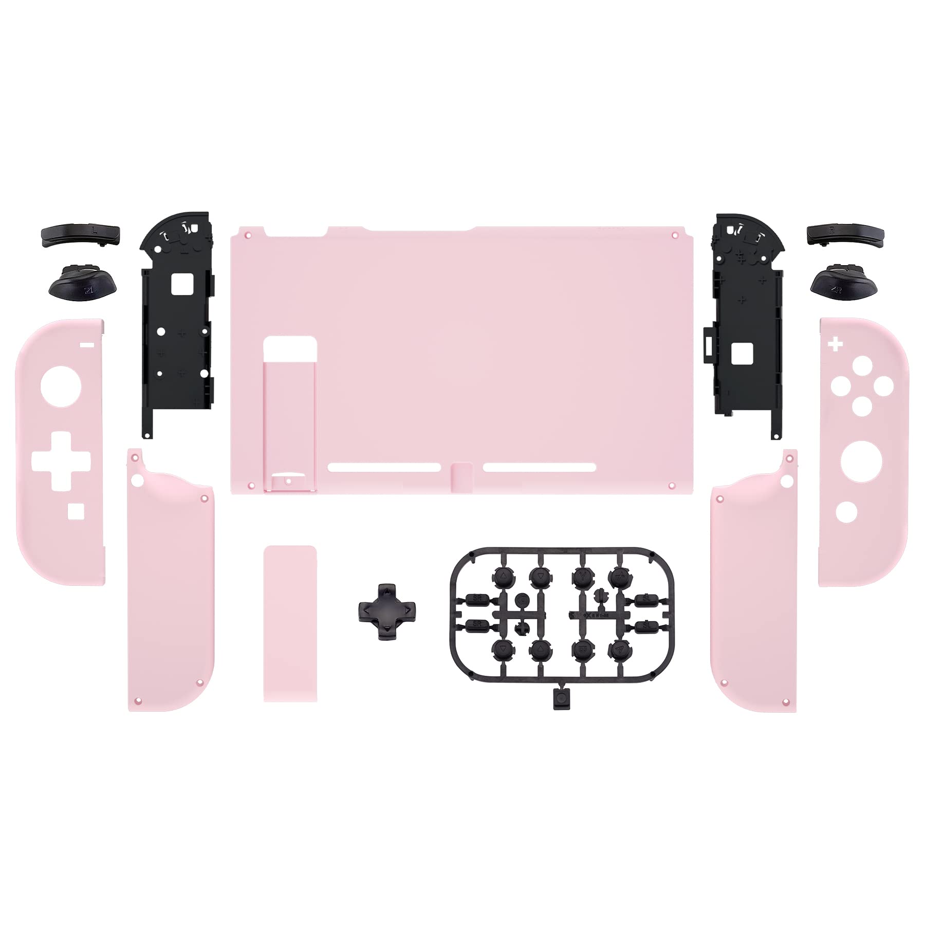 eXtremeRate Coque Remplacement avec Boutons Complete pour Nintendo Switch Dpad Version, Coque Bouton Support Customisé pour Nintendo Switch Console Joycons, Rose