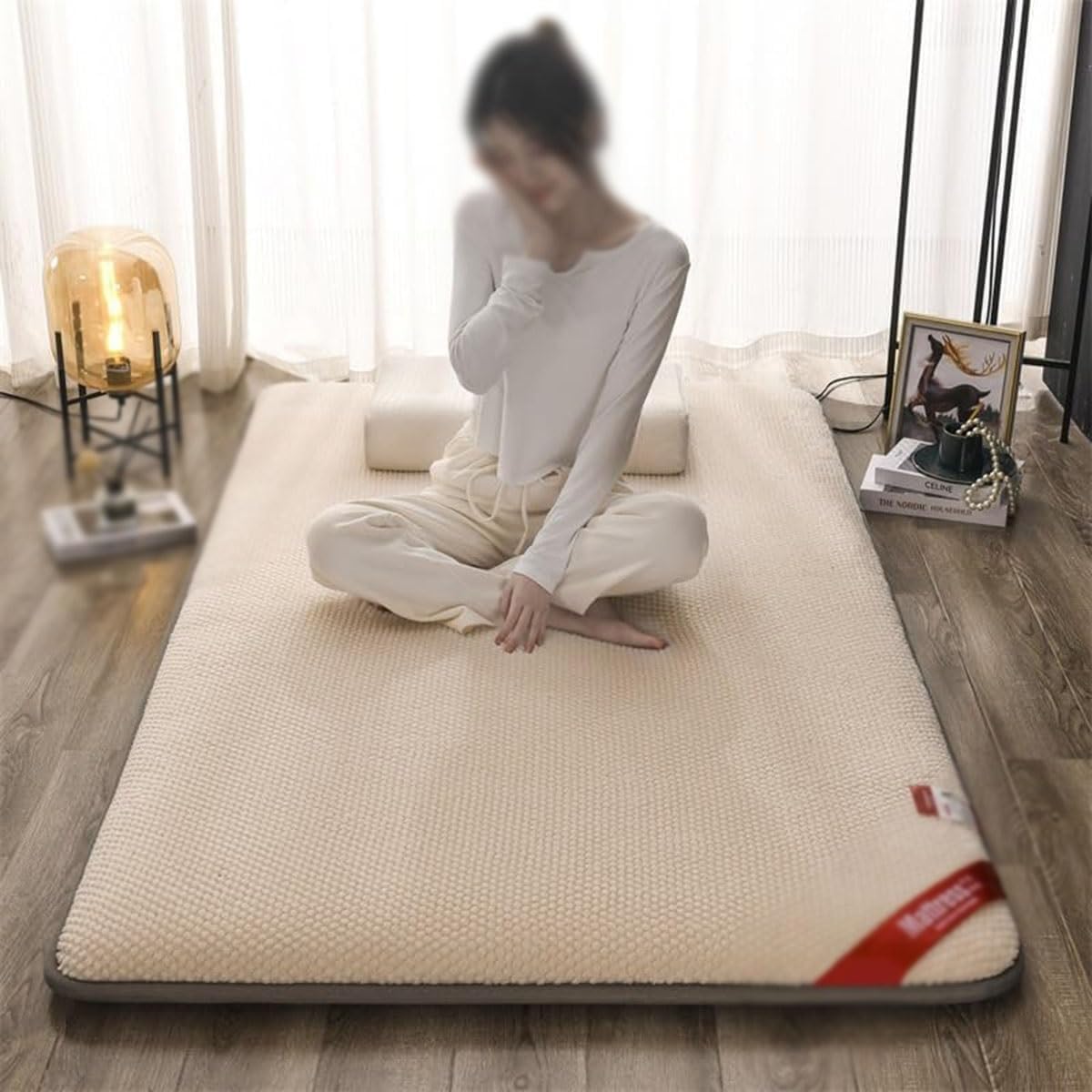 Japanese Floor Futon Mattress Portable Tatami Roll Mat Foldable Sleeping Pad for Home Camping Couch(Gray,90 * 200cm)