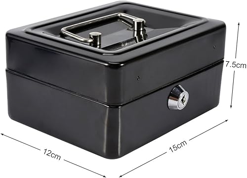 Miniatura 2 de Caja fuerte y con cerradura, mini cajas fuertes pequeñas con caja de seguridad negra, caja de seguridad con cerradura para dinero en efectivo y