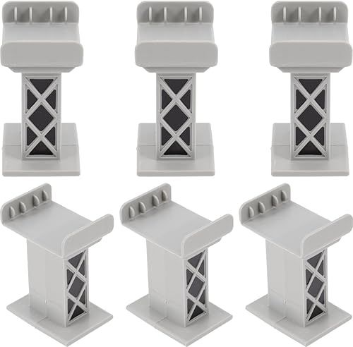 jojofuny 6 piezas de riel de bloques de alto nivel, soportes de puente de tren, tren de bloques de alto nivel, elevadores de soporte de varios