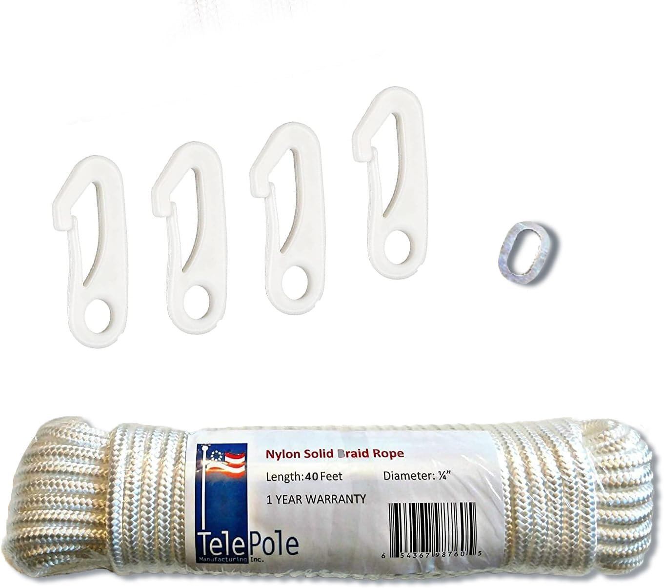 Flag Pole Rope Kit 40’ Nylon Braided Rope for Winches