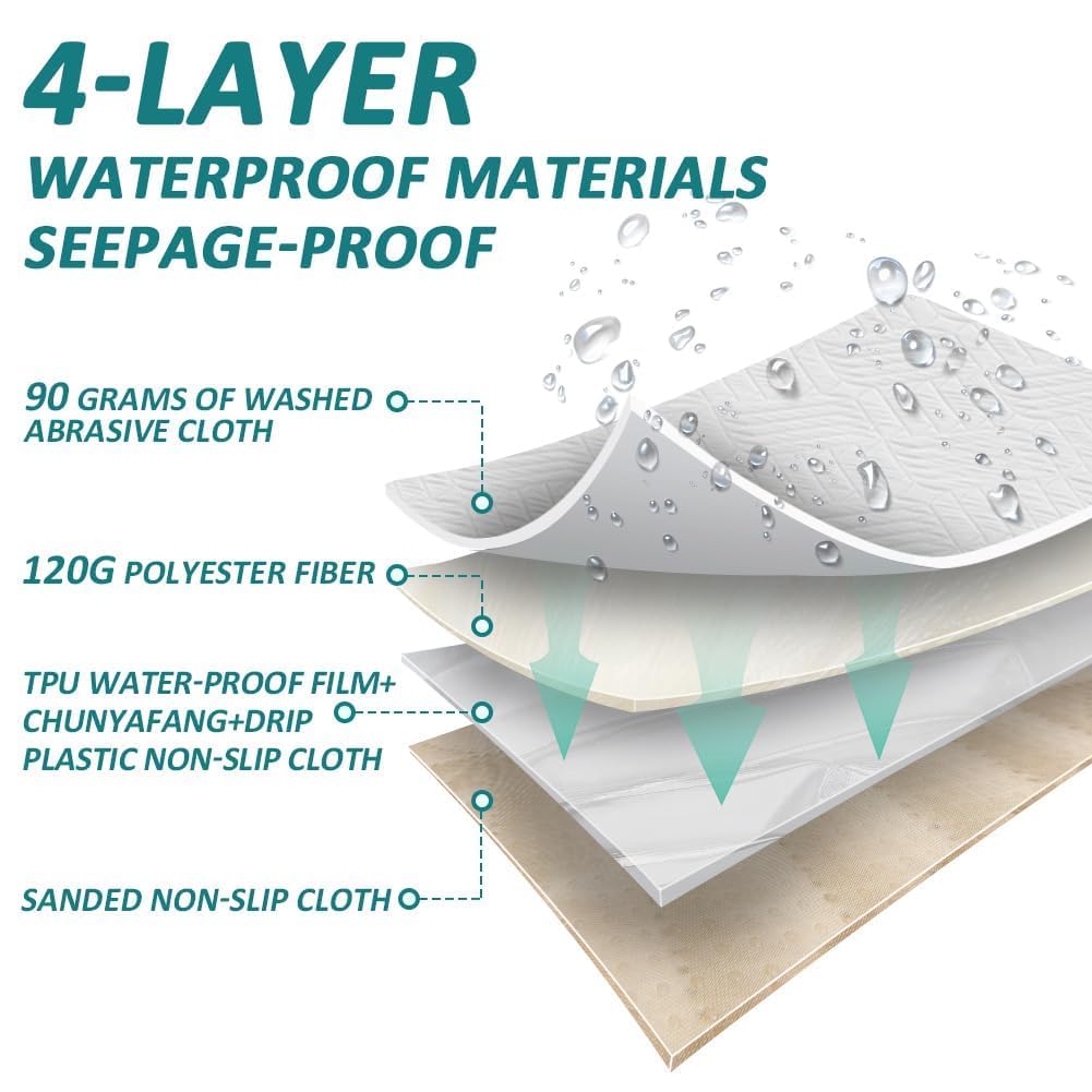 DUJUIKE AlèSes Lavables pour Incontinence avec Ailes, ProtèGe-Matelas ImperméAble, Drap Absorbant RéUtilisable pour Incontinence Et Pipi Au Lit, Dessous AntidéRapant (Blanc, 2pcs(85×90cm))