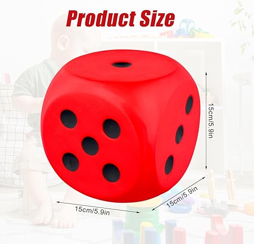 Miniatura 2 de Dados de espuma de 5.9 pulgadas, grandes, gigantes rojos, dados de espuma suave kawaii, juguete educativo divertido para el hogar, aula y fiesta