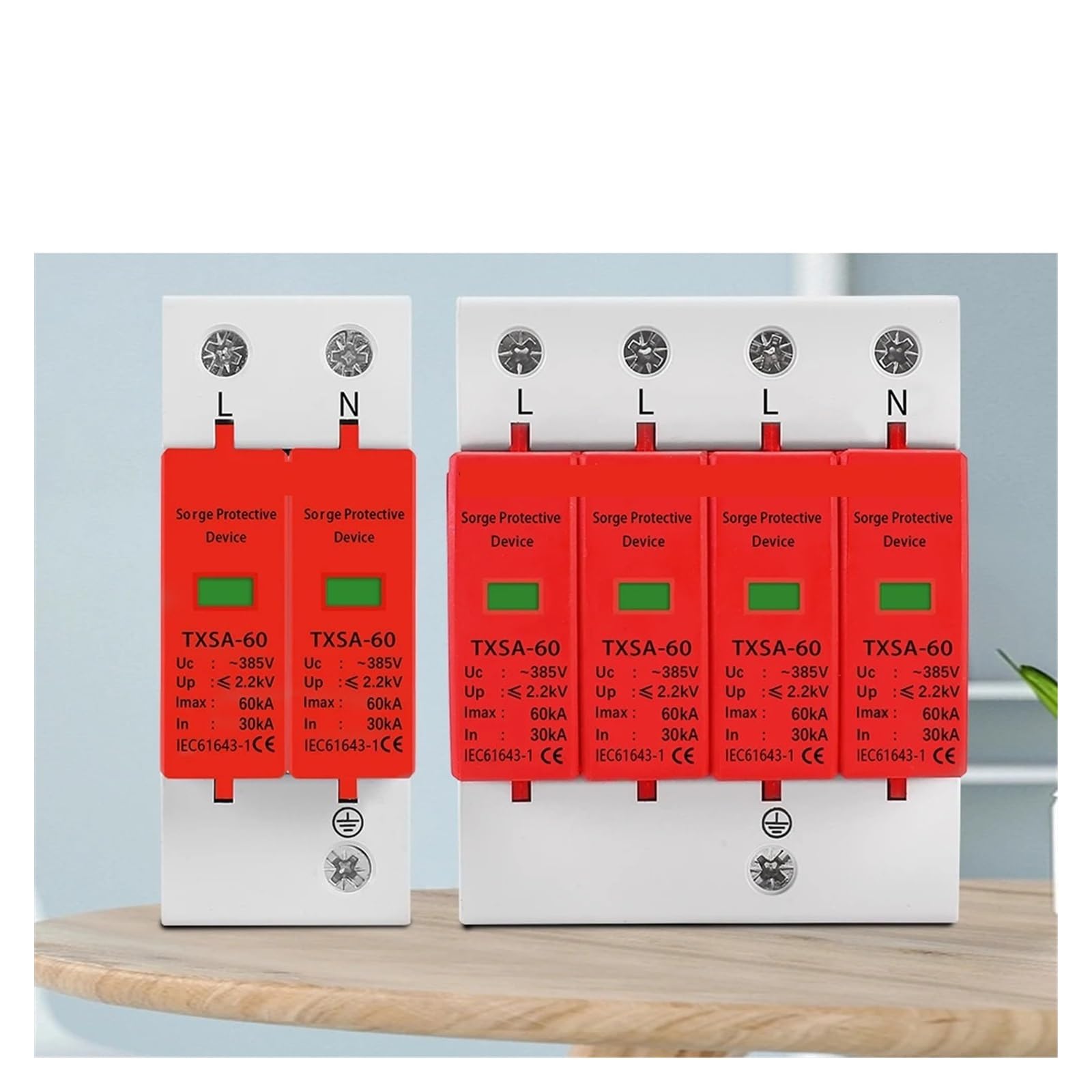 SPD 2P 4P Surge Protector Low Voltage AC Distribution Household Lightning Protection Device Arrester 20KA 40KA 60KA(2p,30-60kA)