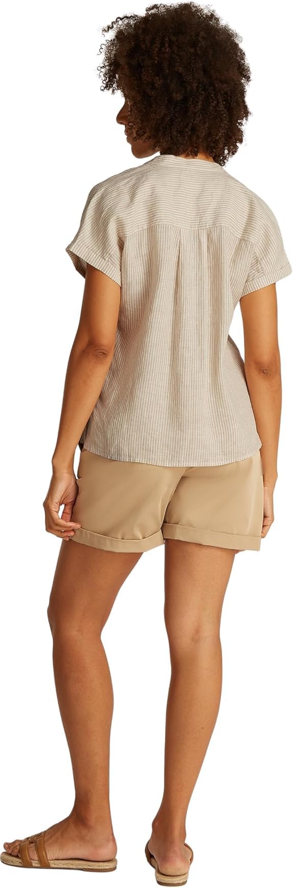 Tommy Hilfiger ESS lniana bluzka bez kołnierza S/S WW0WW44715 Kobiety Ess Linen Collarless S/S Blouse Ww0ww44715