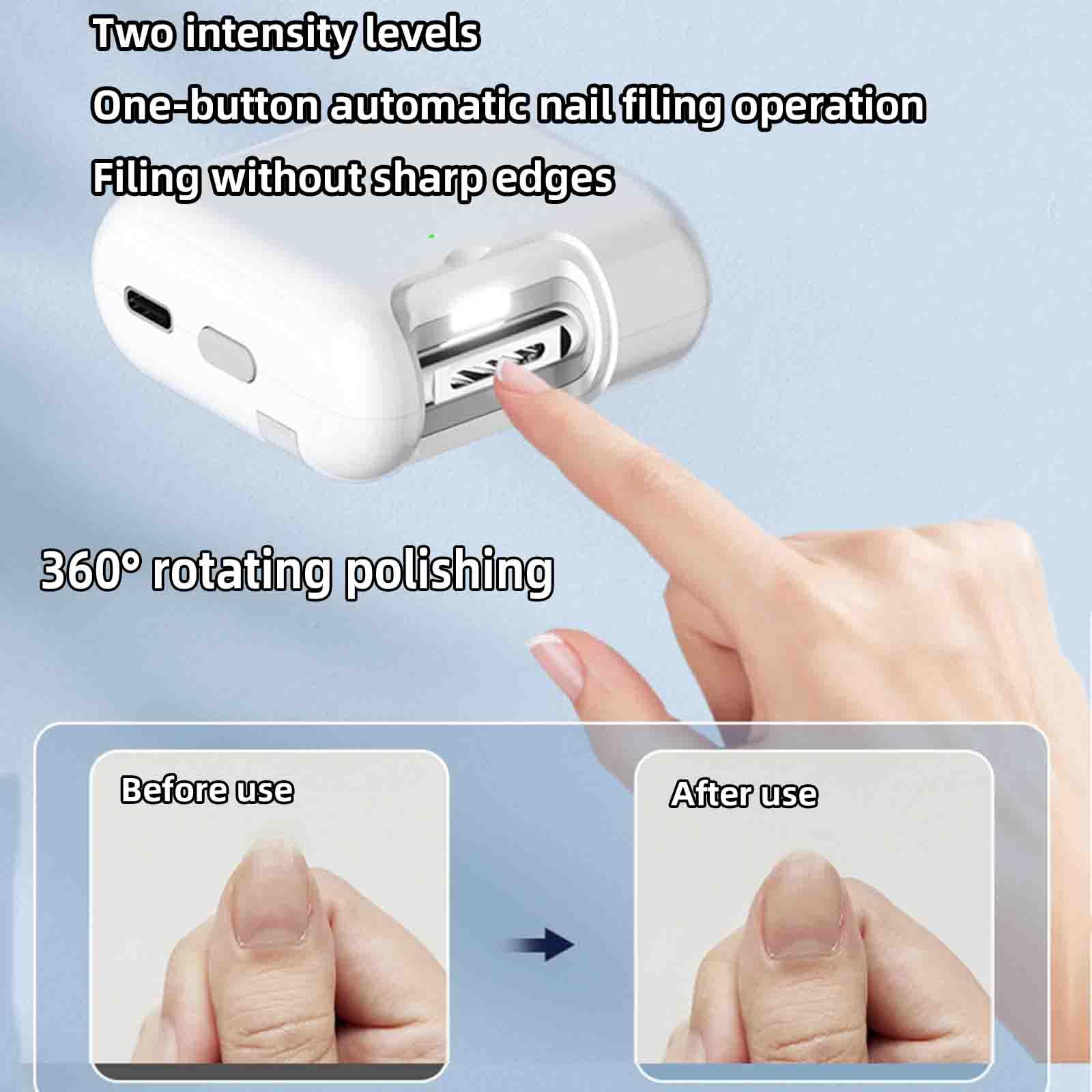 Tagliaunghie Elettrico Uomo Professionale Taglia Unghie Per Mani Tronchesino Automatico Impedisce Che I Frammenti Di Unghie Volino Ovunque Ricaricabile Automatica (White,55x56x25 mm)