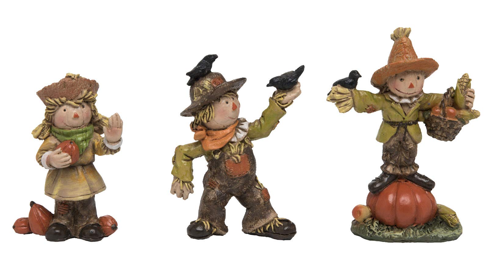 Mini Resin Scarecrow Thanksgiving Halloween Fall Harvest Figurines Set of 3