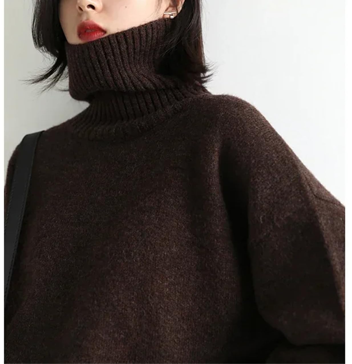 Maglione da donna Sciolto Dolcevita Maglioni Caldo Solido Pullover Maglieria Base Femminile Inverno Top