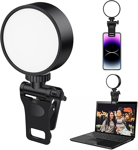 Miniatura 3 de Whellen Kit de iluminación de videoconferencia con soporte de trípode, anillo de luz para selfie para monitor con clip en la computadora portátil,