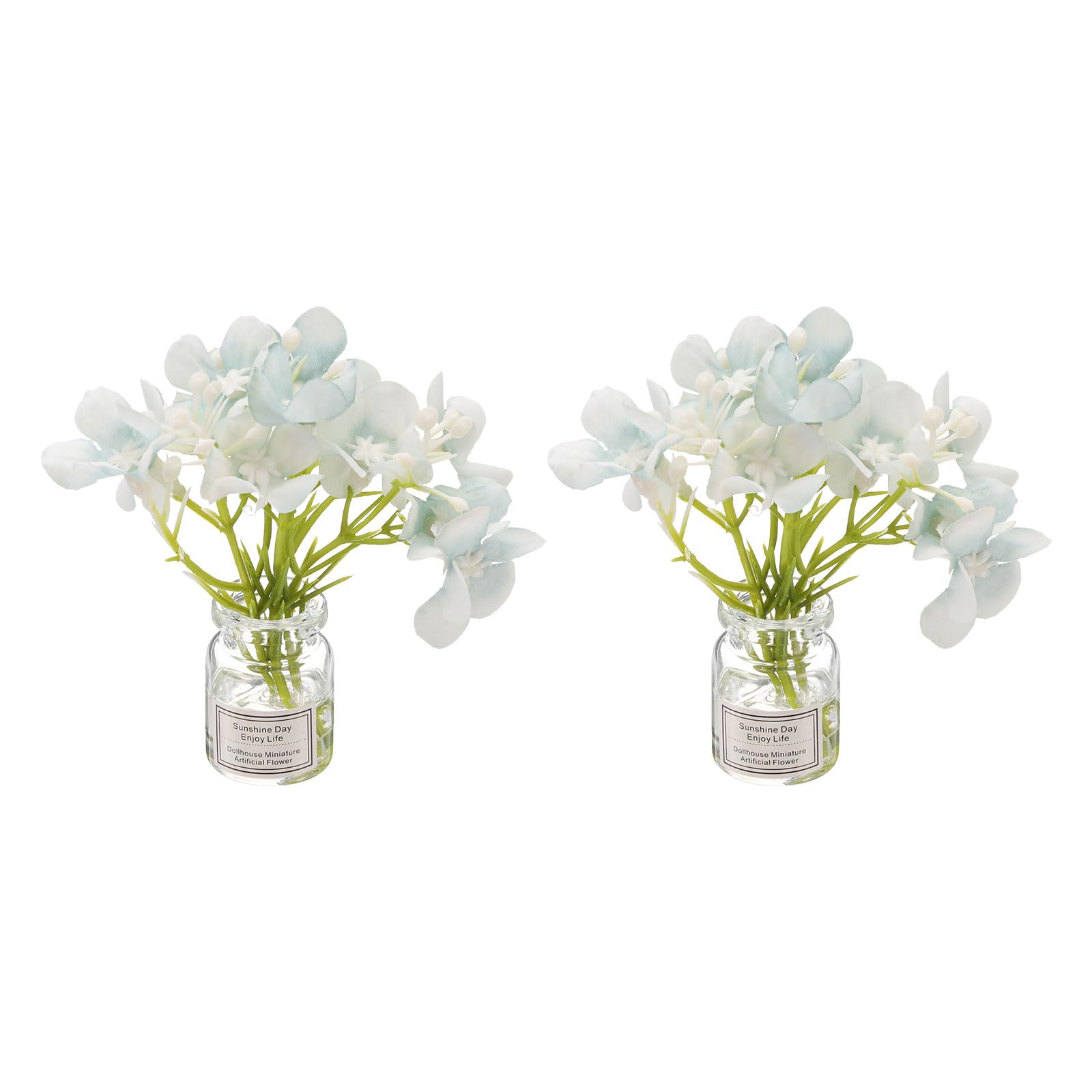 CoCud Mini Flowers Dollhouse in Vase, Silk Plastic Miniature Dollhouse Accessories with Tiny Flower Blue - (Applications: for 1:12 1:8 or 1:6 Scale Fairy Micro House) 2-Pieces