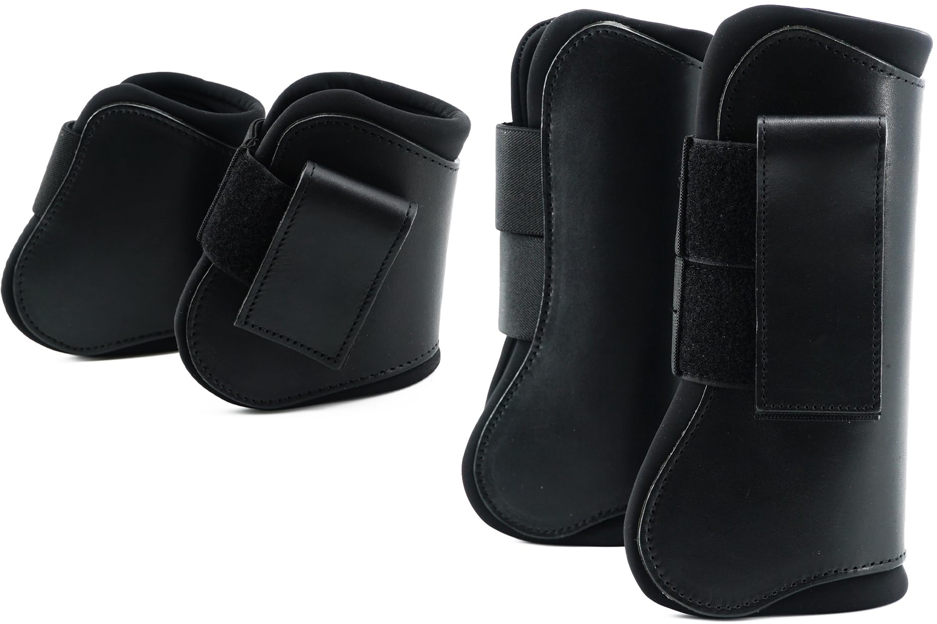 Cavallo Spazzola per tendini stivali ghette protettori open Front & Fetlock Barca | Attrezzature protettive e attrezzature per allenamento | 4 Set (nero, Cob (medio)