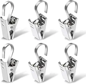 Curtain Clips, 100 Pack Stainless Steel Light Clips for Outside String Lights Party Decor Hanging Photo Camping Tents Arts Crafts Display