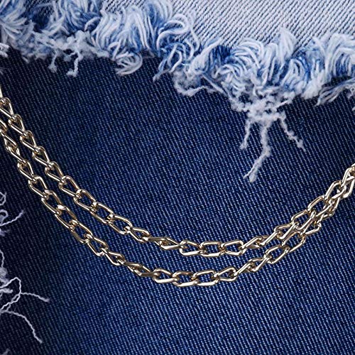 Womens Fashion Skinny Jeans High Waist Ripped Baggy Jeans Holes Distressed Plus Size Sexy Boyfriend Chain Pendant Stretchy (Blue Large)4