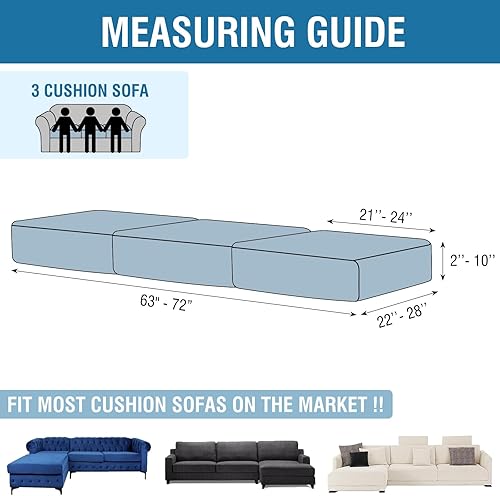 Miniatura 2 de Funda para sofá, funda de cojín de terciopelo elástico, 3 piezas, funda elástica lavable para asiento o respaldo, fundas de asiento para sofá