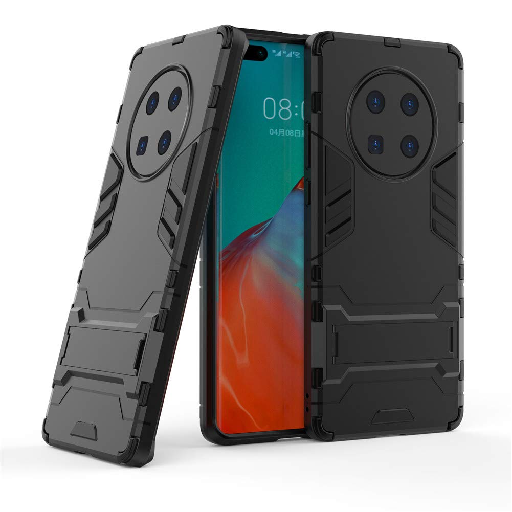 MaiJin Cover per Huawei Mate 40 PRO Plus (6,8 Pollici) 2 in 1 Hybrid Dual Layer Completamente Shock Resistente Armour con Cavalletto Funzione Custodia (Nero