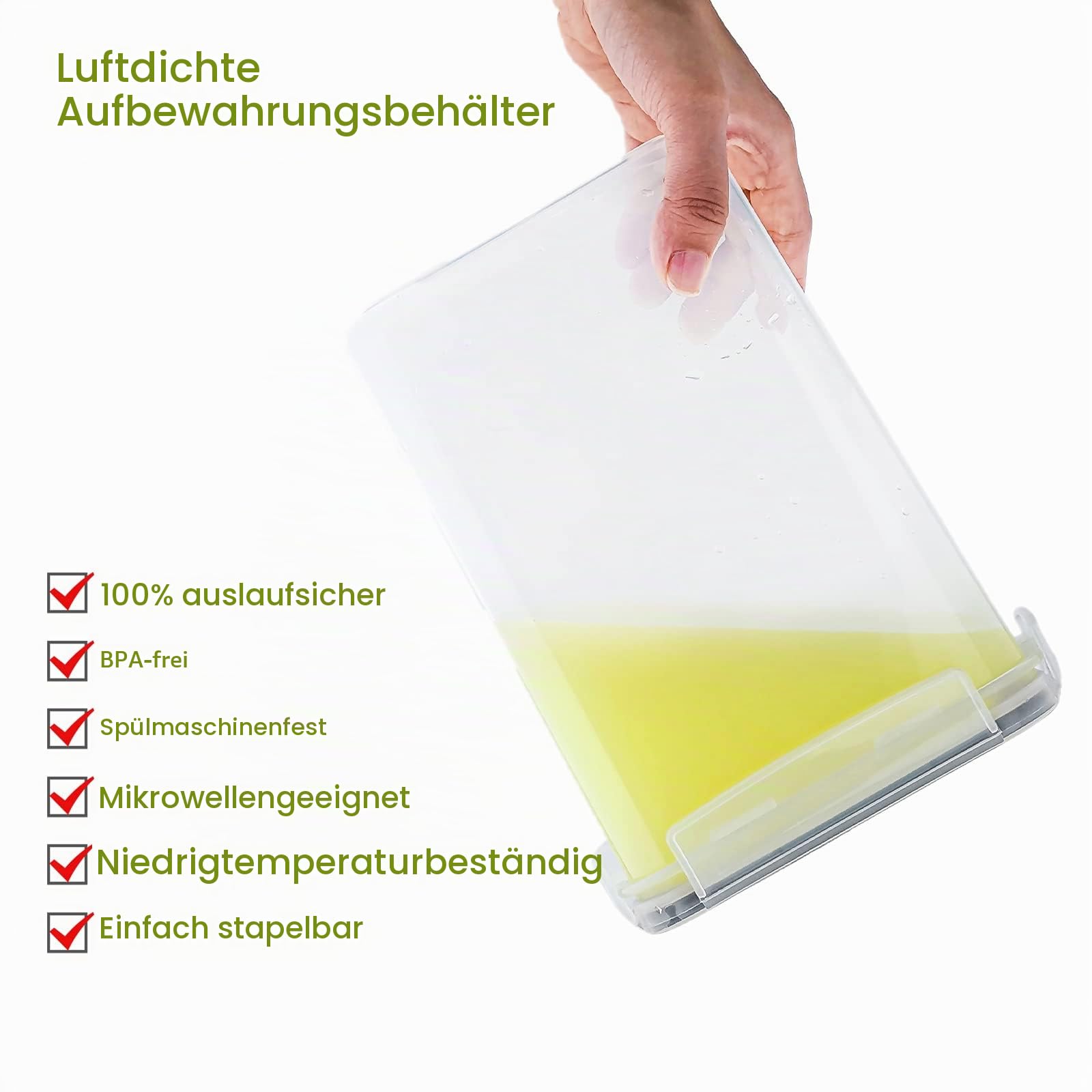 Withosent Vorratsdosen Luftdicht 16er Set, Aufbewahrungsbox Küche mit Deckel aus Plastik, Vorratsbehälter Vorratsdose Organizer für Mehl Müsli Cornflakes(2L 1.6L 0.8L)