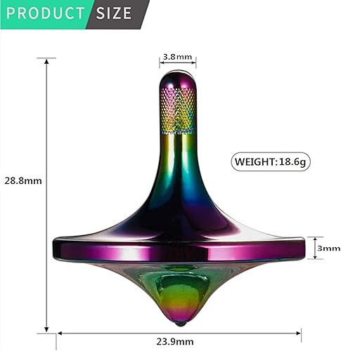 Miniatura 2 de Parte superior giratoria de acero inoxidable, exquisito equilibrio perfecto bien hecho de metal para escritorio EDC Little Fidget Toy, gira mucho
