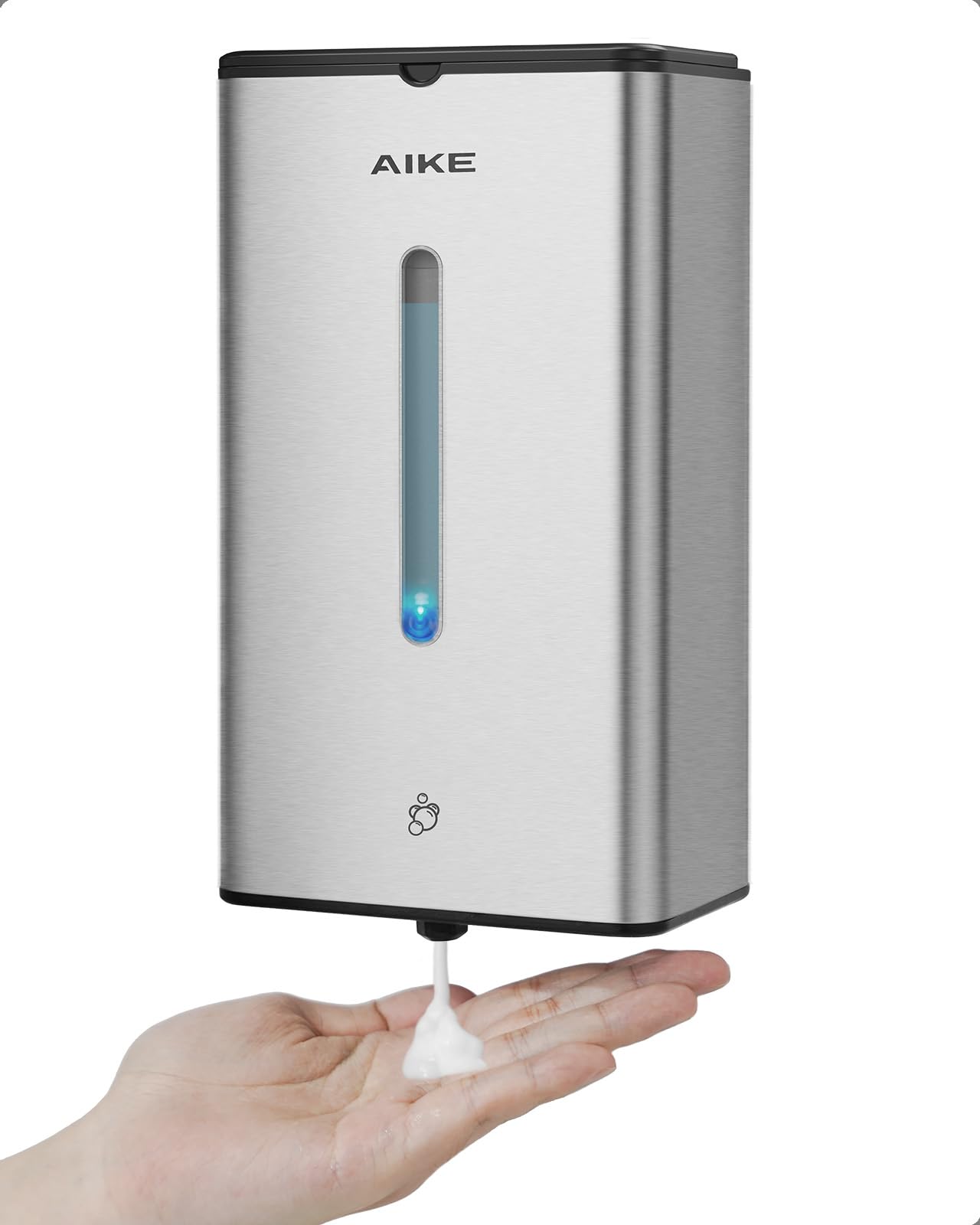 AIKE Dispenser Sapone Schiuma Automatico, A Parete Per Uso Commerciale, 1000ML Acciaio Inossidabile Per Sapone Mani Schiumogeno, AK1207FA