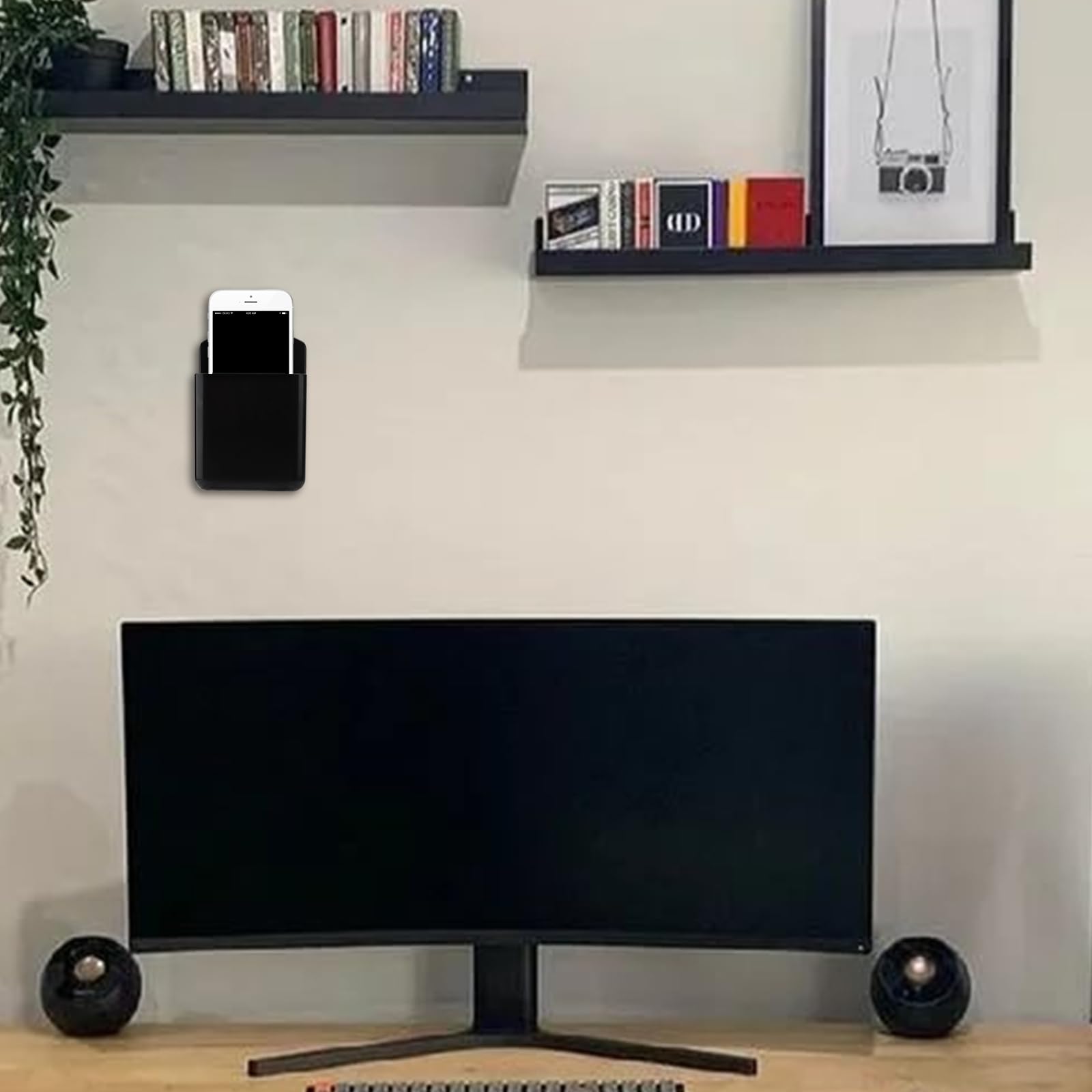 8 pezzi supporto per telecomando nero, autoadesivo, supporto per telecomando, supporto da parete per lettore multimediale, controller, ricarica telefoni cellulari