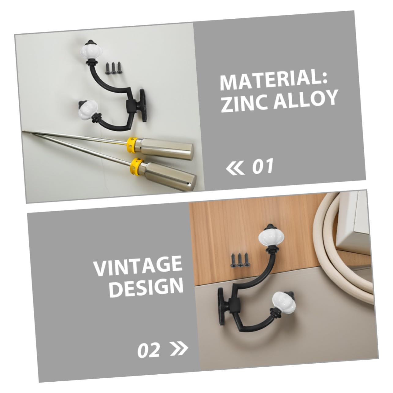 Didiseaon 5 Piezas Gancho Doble para y Sombreros de Aleación de Zinc Retro Diseño de Doble Cabeza para Colgar Ropa Toallas y Sombreros Perchero Vintage para Pared Ahorro de Entrada y Baño