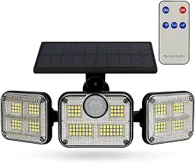 Luminária Solar Led Parede Refletor Fotovoltaica com Sensor de Movimento Luminária Solar 3000mAh à Prova D’Água com Controle Remoto Holofote com Painel Área Externa Dobravel.