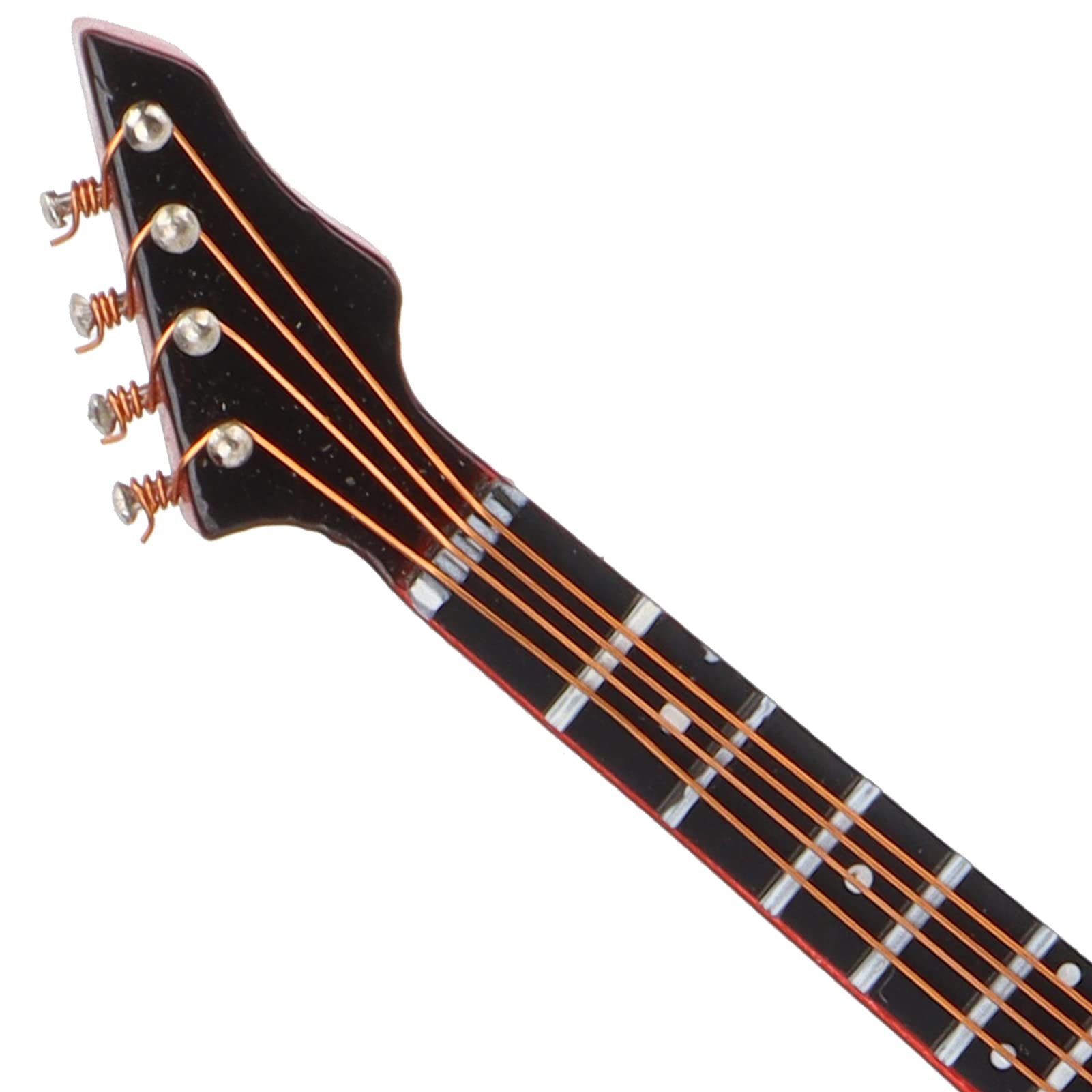 KIMISS Modelo de Instrumento de bajo Eléctrico Puntiagudo Hecho a Mano, Mini Decoración de Estatuilla de Instrumento Musical (Bajo eléctrico Punta roja de 10cm.)