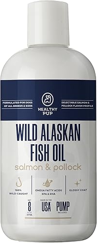 Aceite de salmón salvaje de Alaska para perros con aceite de abadejo, 8 onzas de aceite de abadejo y salmón, aceite de pescado Omega 3, EPA y DHA,