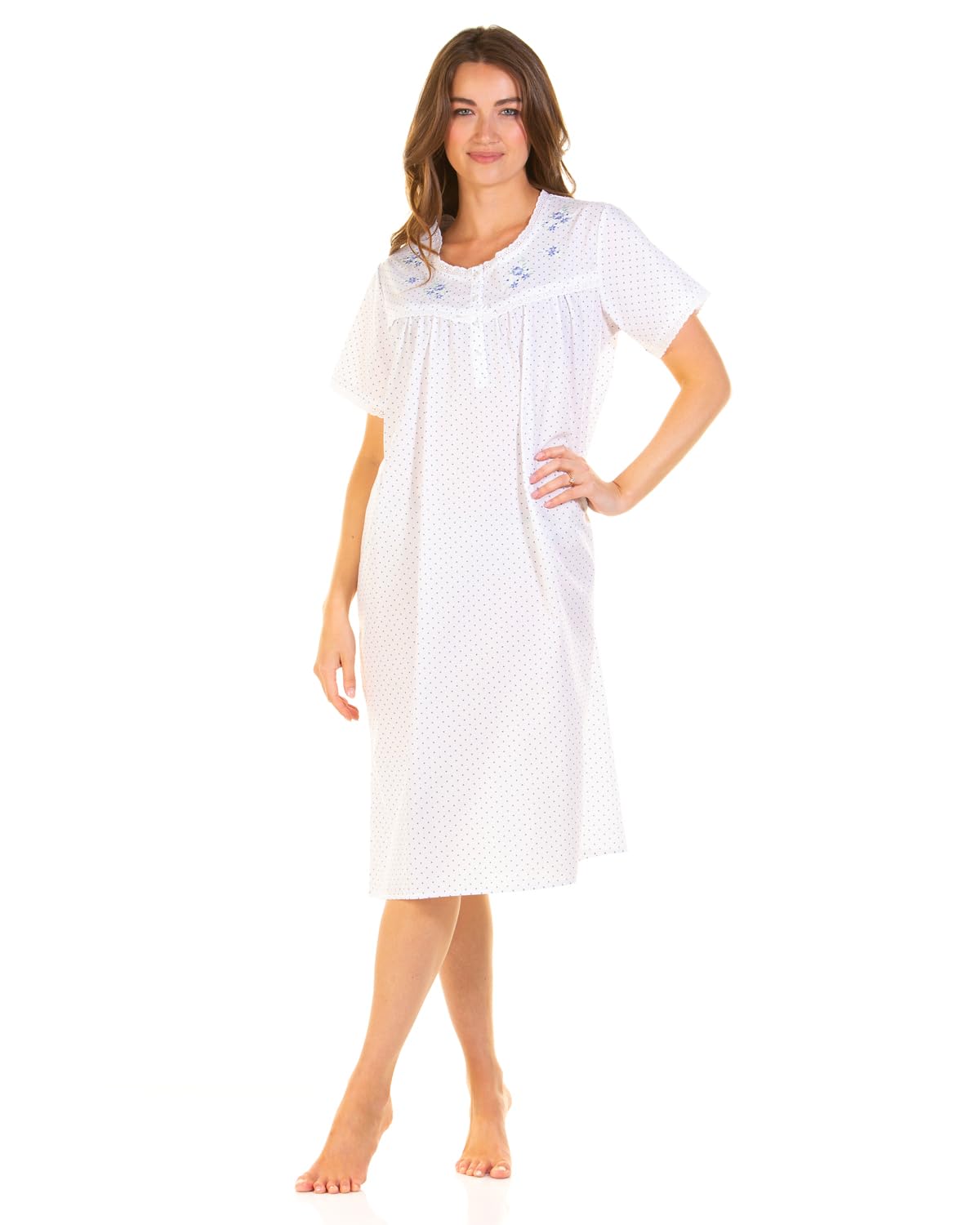 Slumber Hut Ladies 'Emily Dot' Short Sleeve Nightdress 05357 Blue M-L
