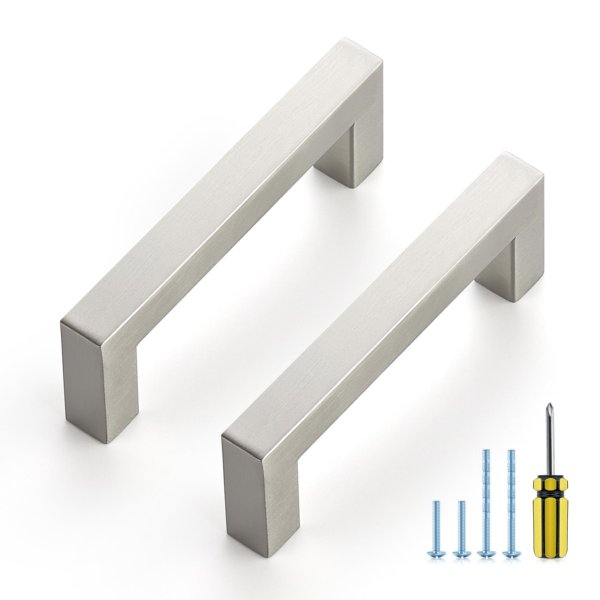 Ravinte Brushed Nickel Square Pulls Cabinet Handles,3-1/2 Inch,10 Pack