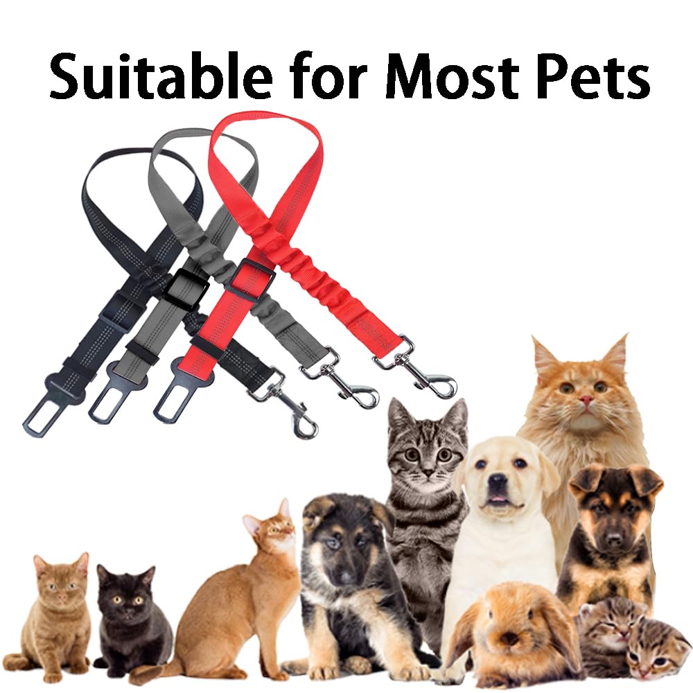 Lot de 2 Voiture Ceinture Chien Voiture, Harnais Voiture pour Chiens en Nylon Elastique, Laisse Chien Voiture Réglable avec Absorption, pour Tout Type de Voiture, pour Tous Les Chiens