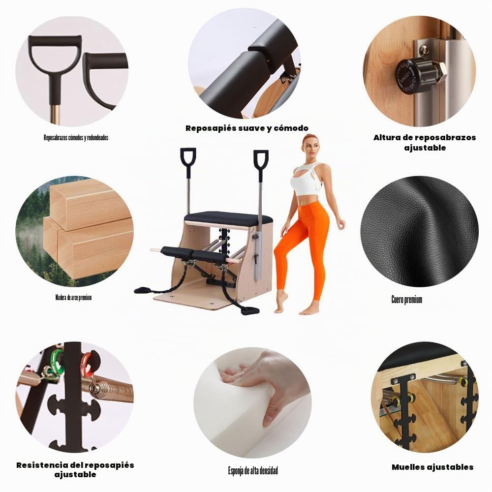 Máquina de Pilates Reformer para el hogar/Equipo de Entrenamiento de Yoga, Corrector de Postura de Yoga, Entrenador de Abdominales, Usar en casa y Entrenar en el Gimnasio