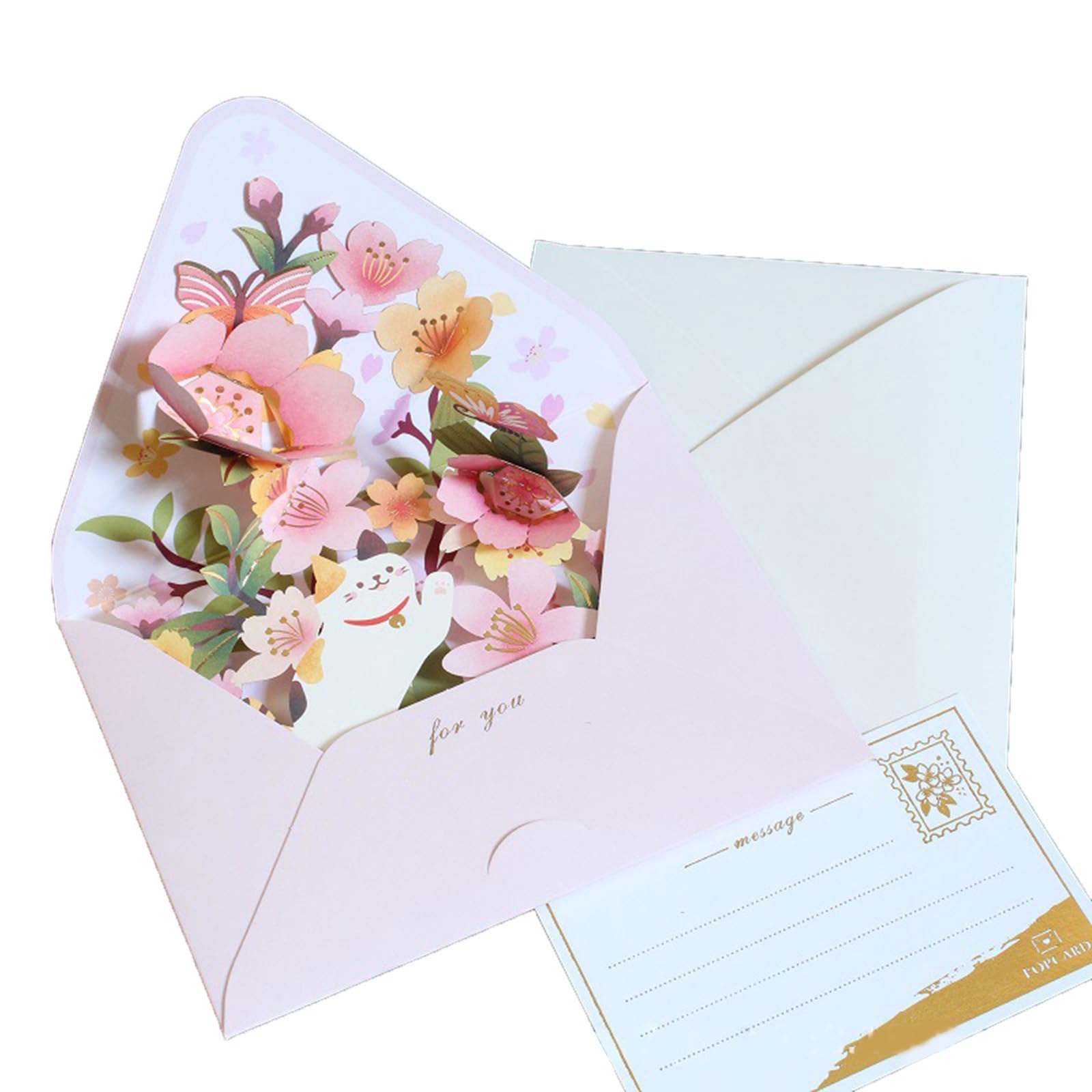 Yhplxyuus 3D Flower Greeting Card Unique Exquisite Designs for Birthday, Thank You, Christmas, New Year with Envelope Message Card Party Supplies