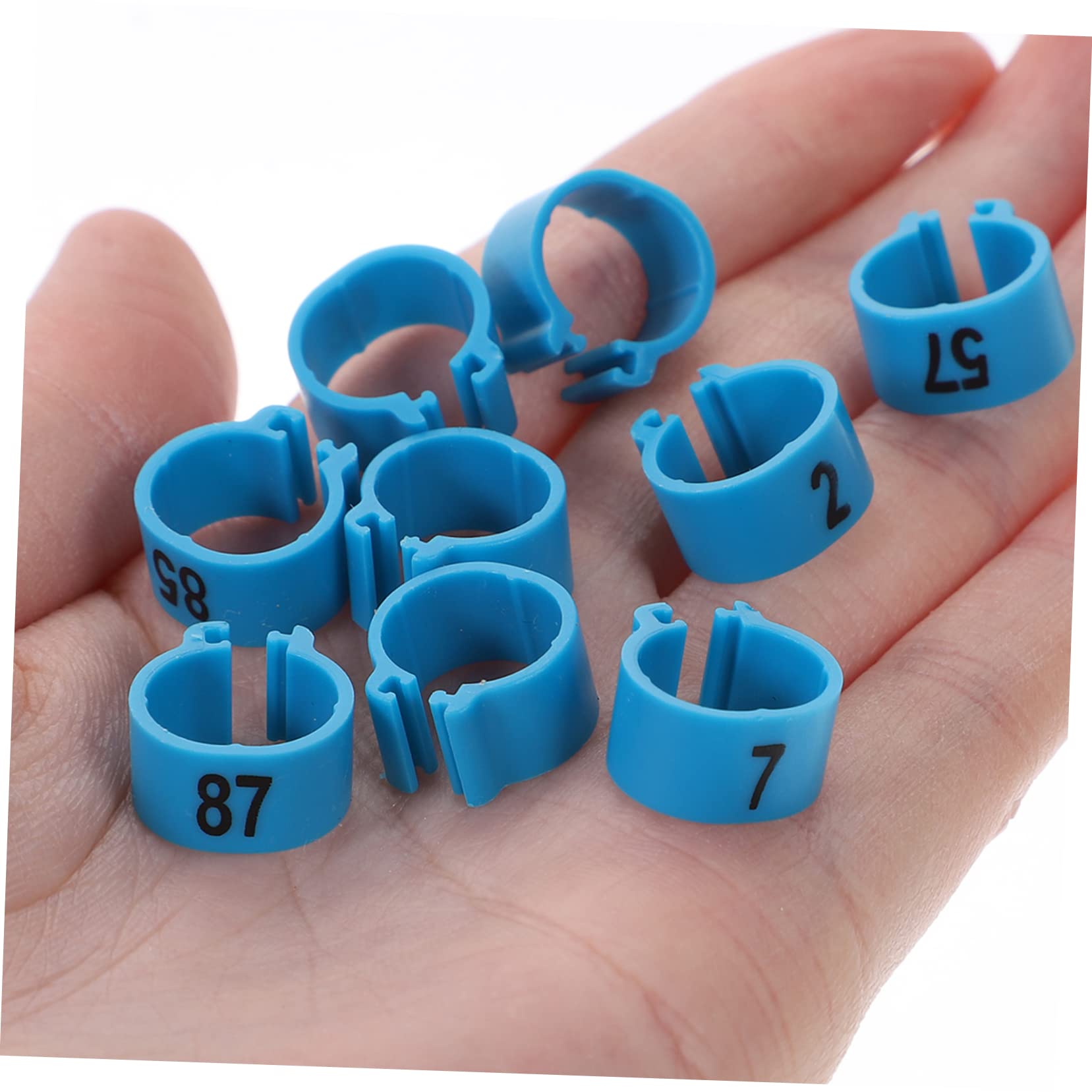 Identyfikacja za pomocą obrączek na nogi ptaków, Pierścionki z opaskami na nogi ptaków, opakowanie 500 sztuk plastikowych pierścieni niebieskimi numerami Rozmiar 1x1x0,8 cm