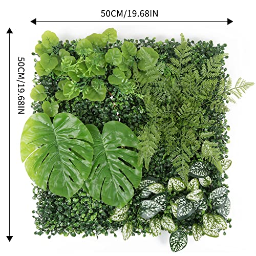 Sdeerit Artificial Monstera Leaf Topiary Hedges Panels,Grass Greenery Wall Backdrop Fence Plant,Faux Boxwood Privacy Hedge Screen For Outdoor Indoor Garden Backyard Decor, Pack Of 12Pcs 20"X20" #TOP4
