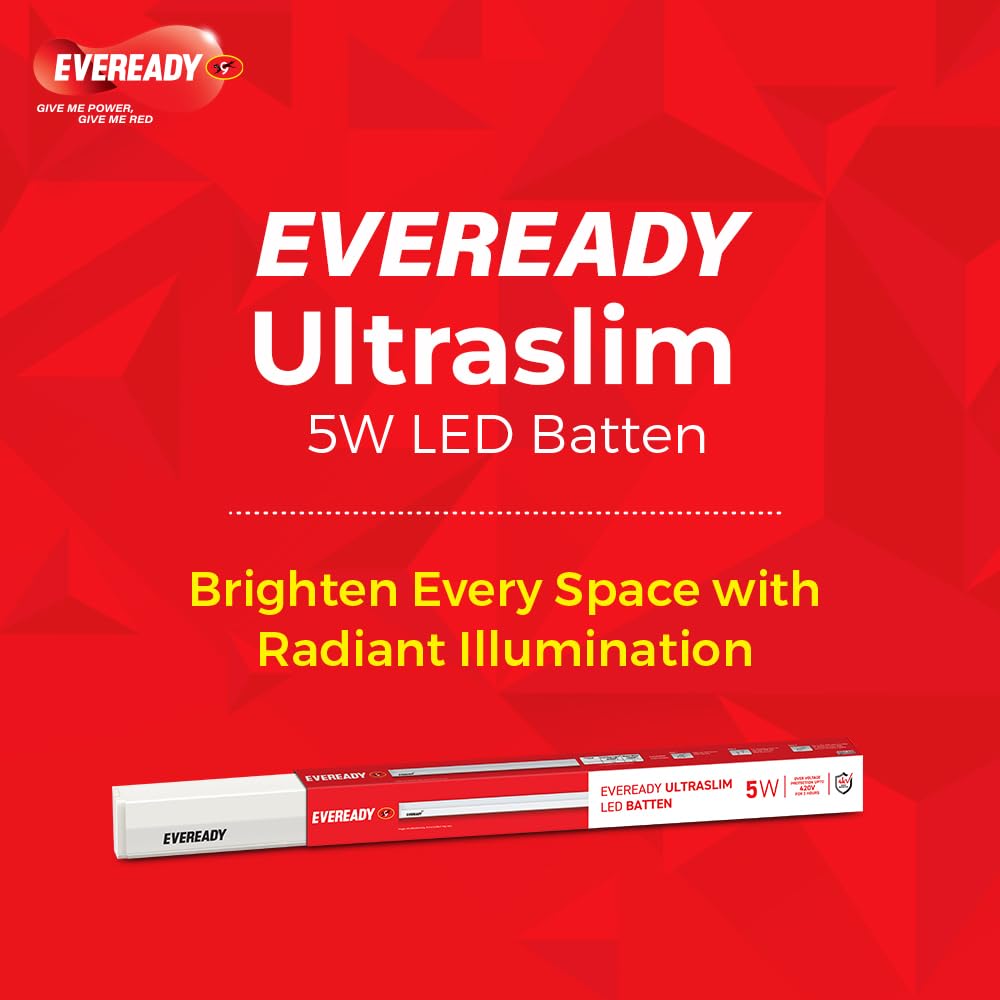 Eveready Polycarbonate 5W Led Batten,Pack Of 4, White 1