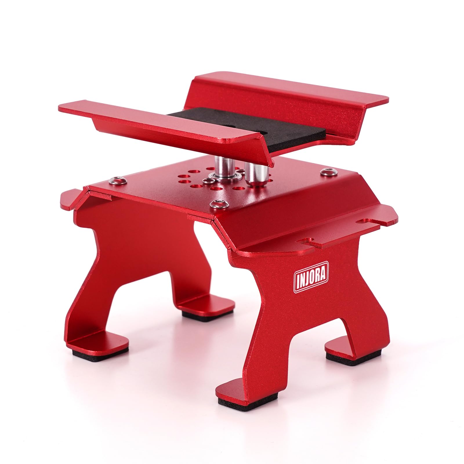 INJORA – Soporte De Coche RC Con Base De Aluminio De 80 G – Ajuste De 12 ángulos De Rotación – Compatible Con Amortiguadores De Hasta 3 Mm – Ideal Para Crawlers 1/18 Y 1/24 – Base Antideslizante – Accesorio Premium Para Exhibición Y Ajustes