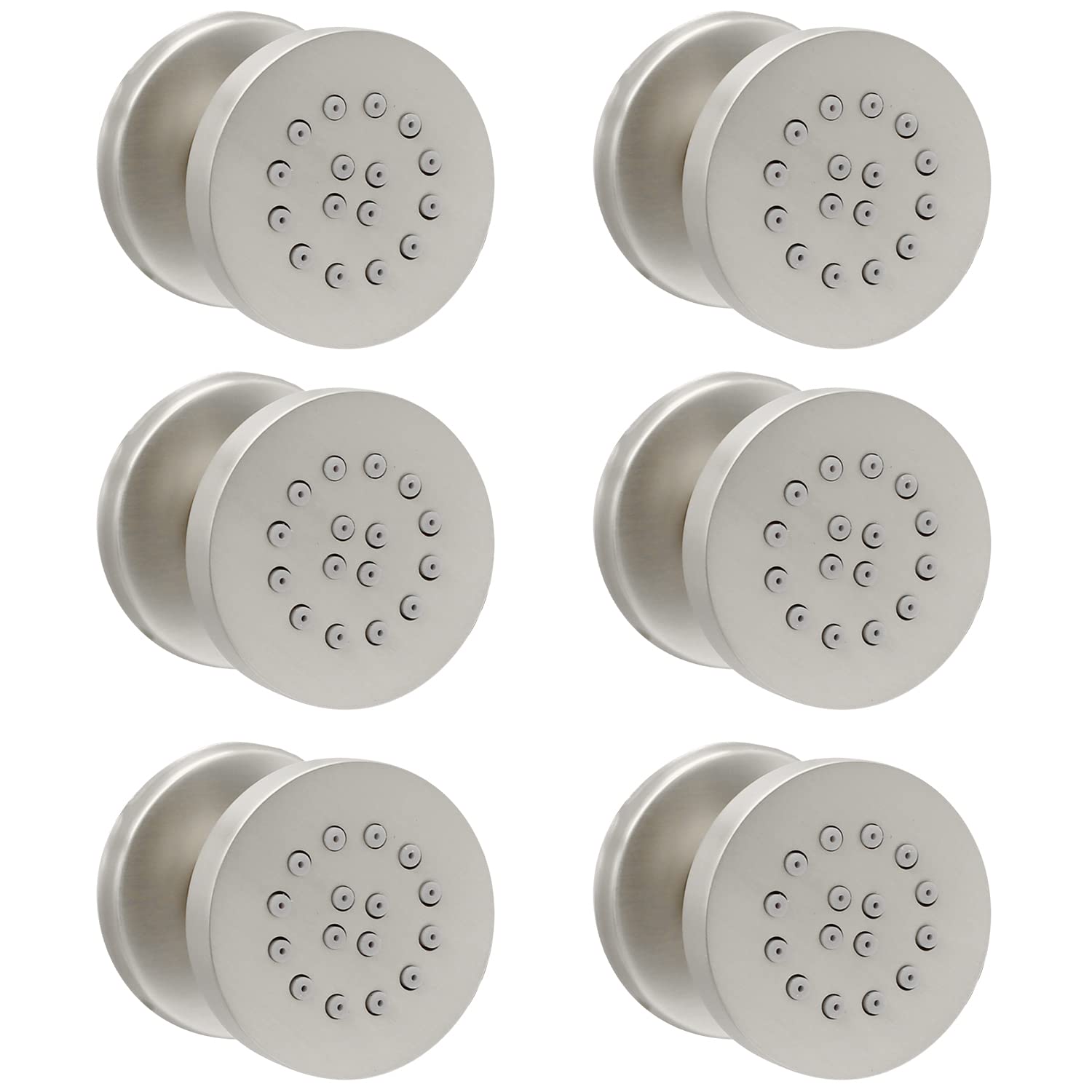HOMEDEC6pcs Round Brass Shower Body Spray Massage Jets Spa-like Bathroom Showerhead,Brushed Nickel