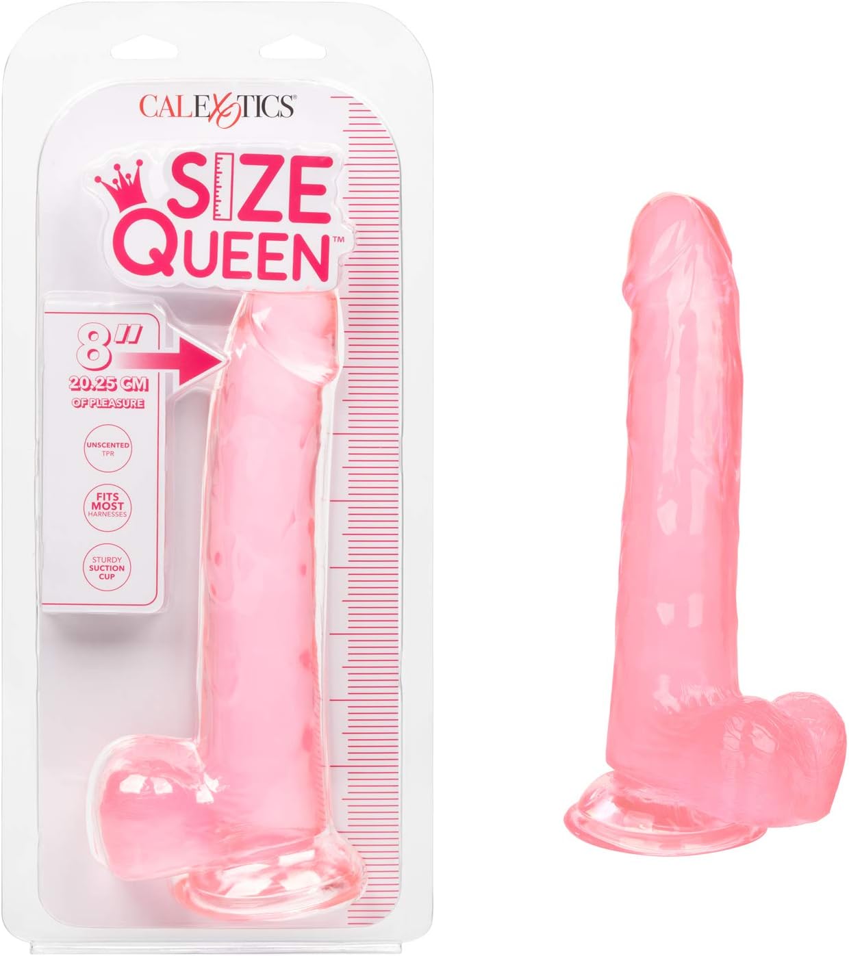 CalExotics Size Queen 8 Inch Dildo with 5.5 Inch Shaft Circumference and Sturdy Suction Cup - Pink SE-0261-05-2