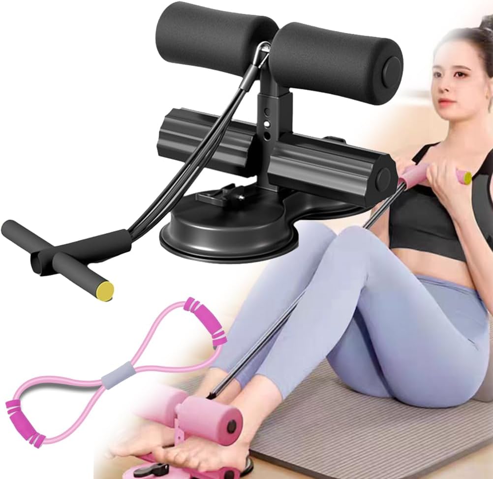 Ab Training Auxillary Device with Suction Cups,Multi-Functional Adjustable Ab Trainer with Bands,Sit-Up Stand Abdominal Trainer for Core Strengthening and Belly Workout