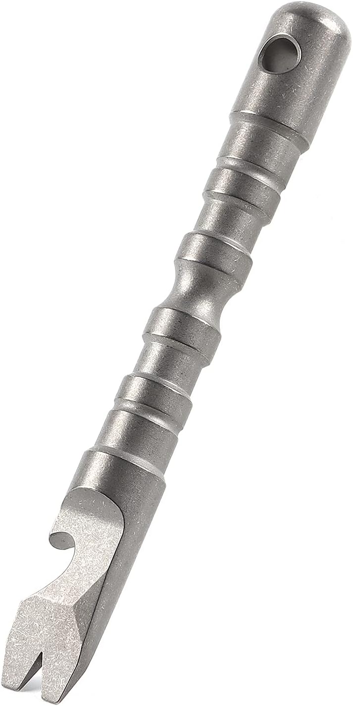Titanium Alloy EDC Pry Bar with Bottle Opener Screwdriver Function Multi Tool (Grey)