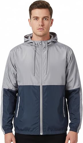 Cortavientos ligero para hombre - Chaqueta transpirable con capucha para exteriores y viajes al trabajo