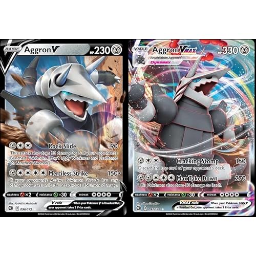 Pokemon Aggron V & Vmax 097/172 Brilliant Stars - Ultra Rare Card Lot