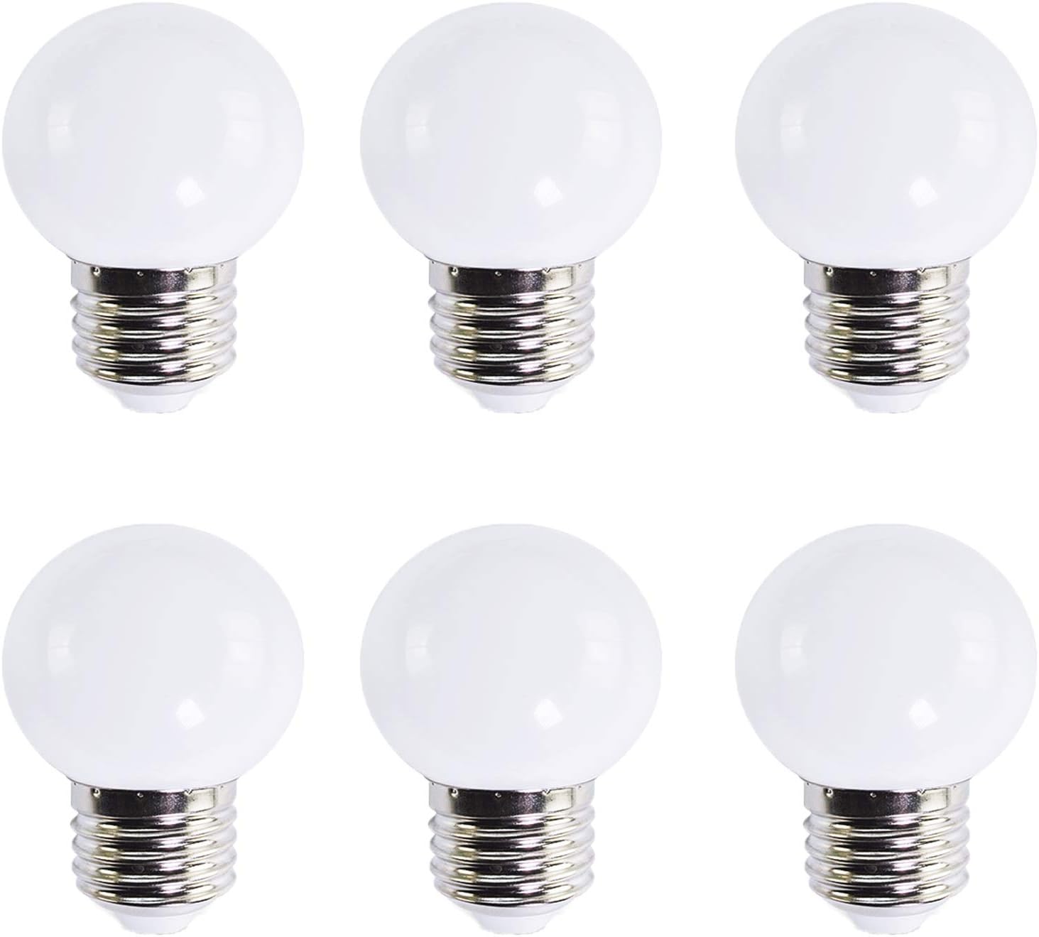 Lxcom Lighting G45 LED Bulb 5W Globe Vanity Light Bulb 50W Equivalent Cool White 6500K LED Round Light Bulb E26/E27 Base 500LM for Makeup Mirror Porch Bedroom Dressing Room, 6 Pack