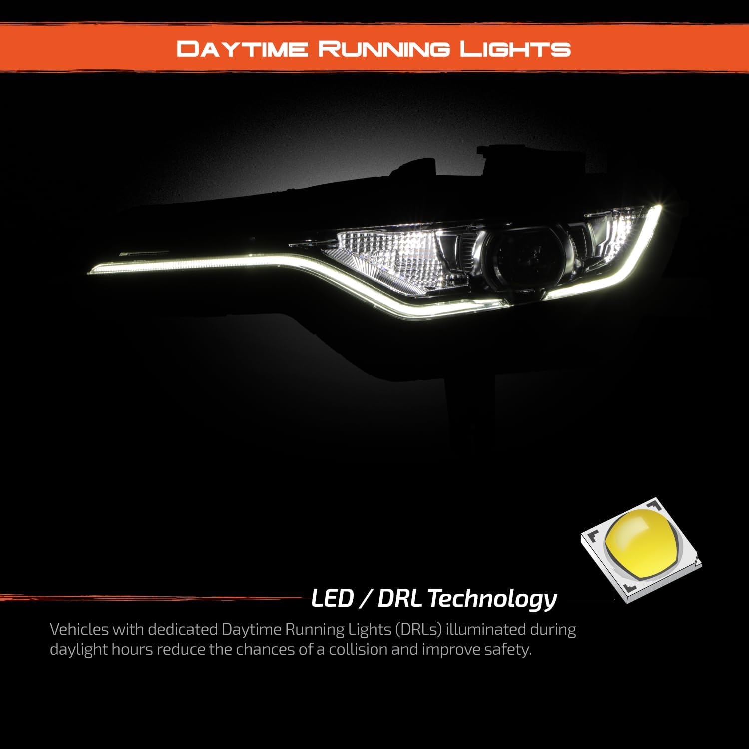 AKKON - Fit 2019-2024 Chevy Camaro [Full LED] w/DRL Switchback Headlight Headlamp Driver - Passenger Enhanced Fitment in Chrome Housing Replacement