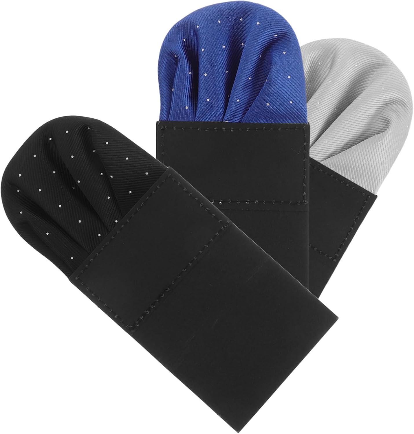 SECFOU 3pcs Men’s Solid Color Pocket Squares for Formal Suits Prefolded Handkerchiefs Suit Accessories for Business Wedding Party in Navy Blue Black and Gray