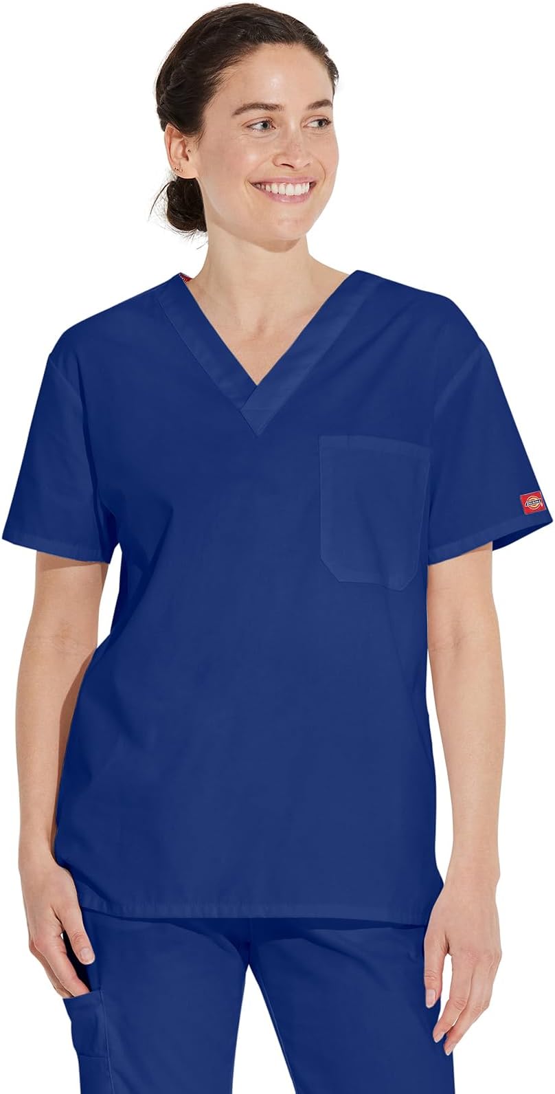 EDS Signature Scrubs for Women and Scrubs for Men, Unisex One Pocket V-Neck Top in Soft Brushed Poplin 83706
